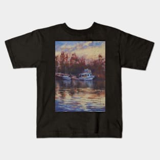 North Haven boats at sunset Kids T-Shirt